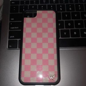 Pink Checkered Wildflower iphone case